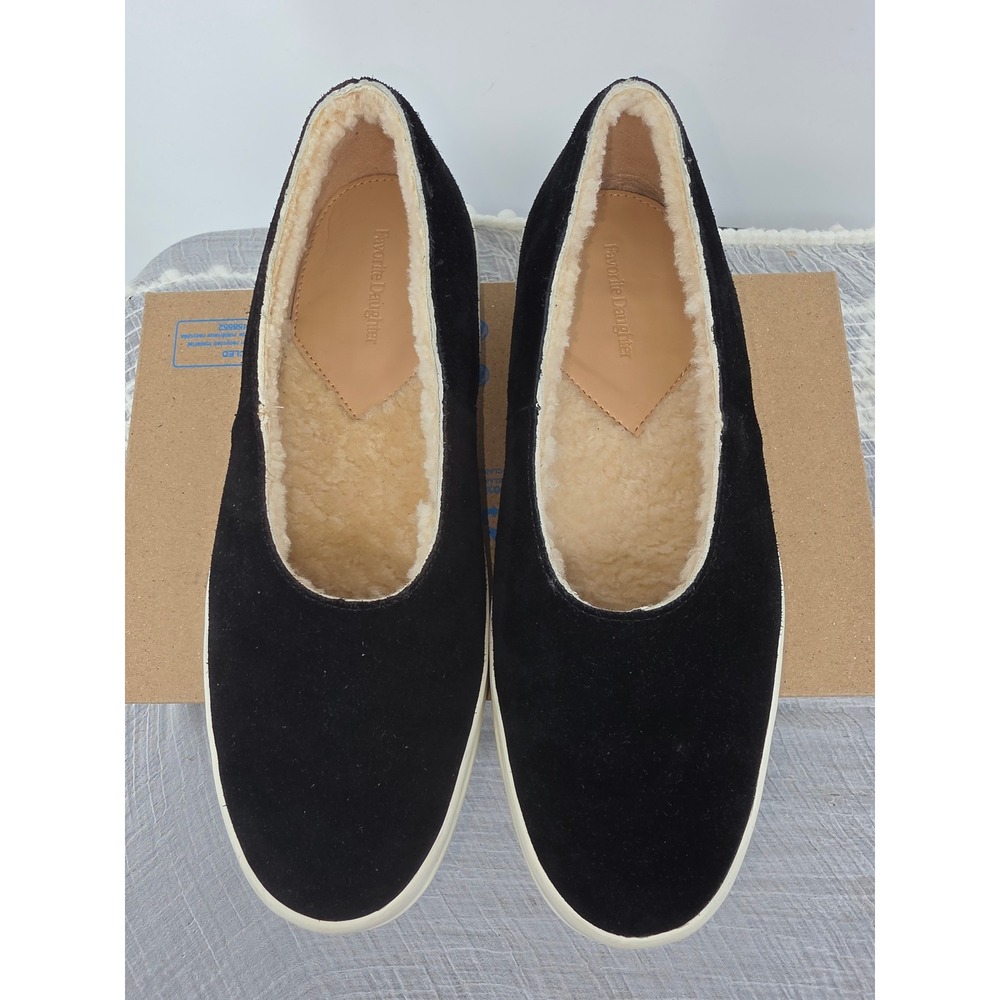 Favorite Daughter Black Suede Real Fur Lined Slip On Platform Sneakers Mens 7M